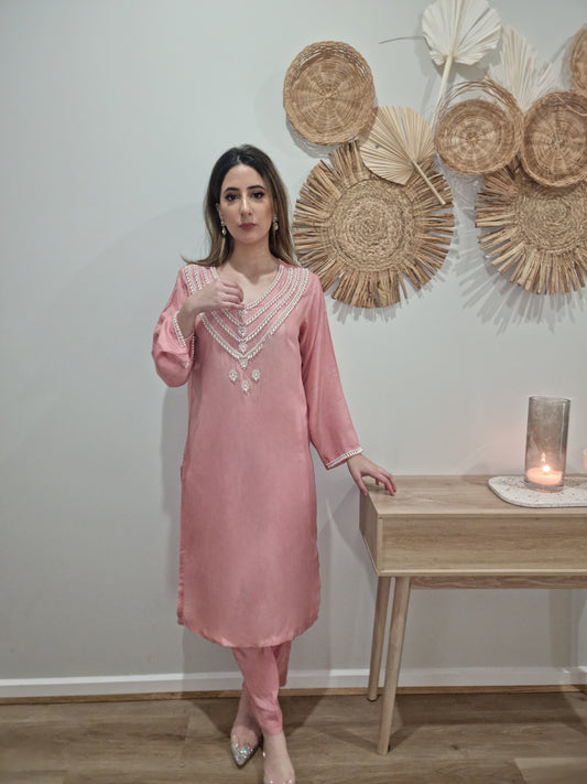 Pink Pakistani Light Raw Silk Shalwar Pant